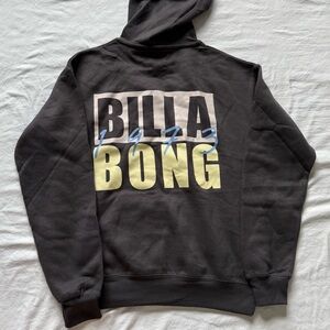 NWOT Billabong Dark Grey Hoodie with Blue and Yellow Accents XS